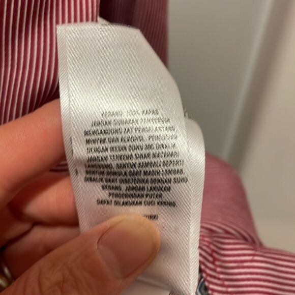 Ted baker mens red striped button down long sleeved collared shirt - Picture 13 of 14